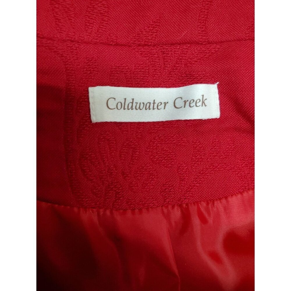 Coldwater Creek Blazer Jacket Womens 10 Red Button Up Lined Embroidered Jacquard - Picture 15 of 16